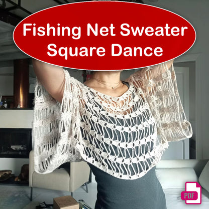 Fishing Net Sweater Square Dance Crochet Pattern PDF - My Crafty