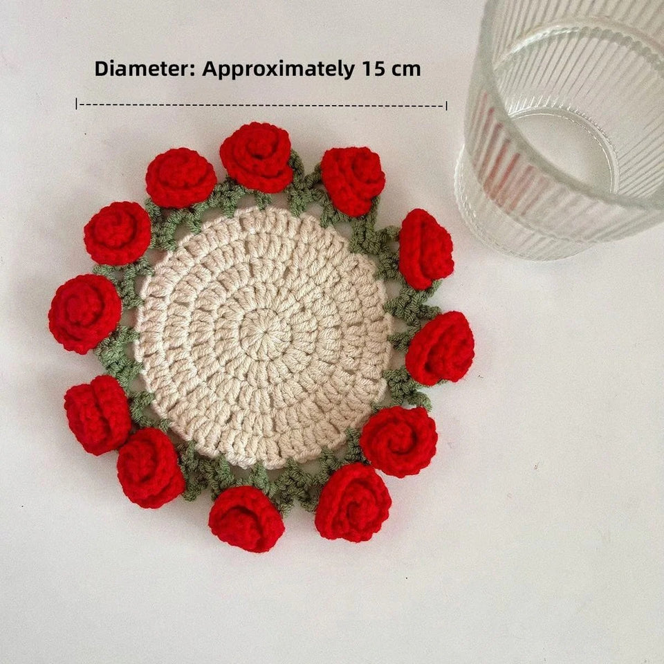 Rose Coaster & Flower Basket Crochet Pattern (5 Languages) - My Crafty