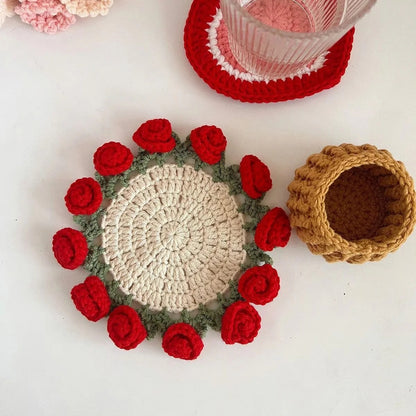 Rose Coaster & Flower Basket Crochet Pattern 5 languages - My Crafty