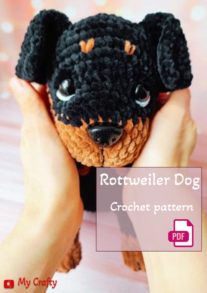 Rottweiler Dog Amigurumi Tutorial Puppy Crochet pattern - My Crafty