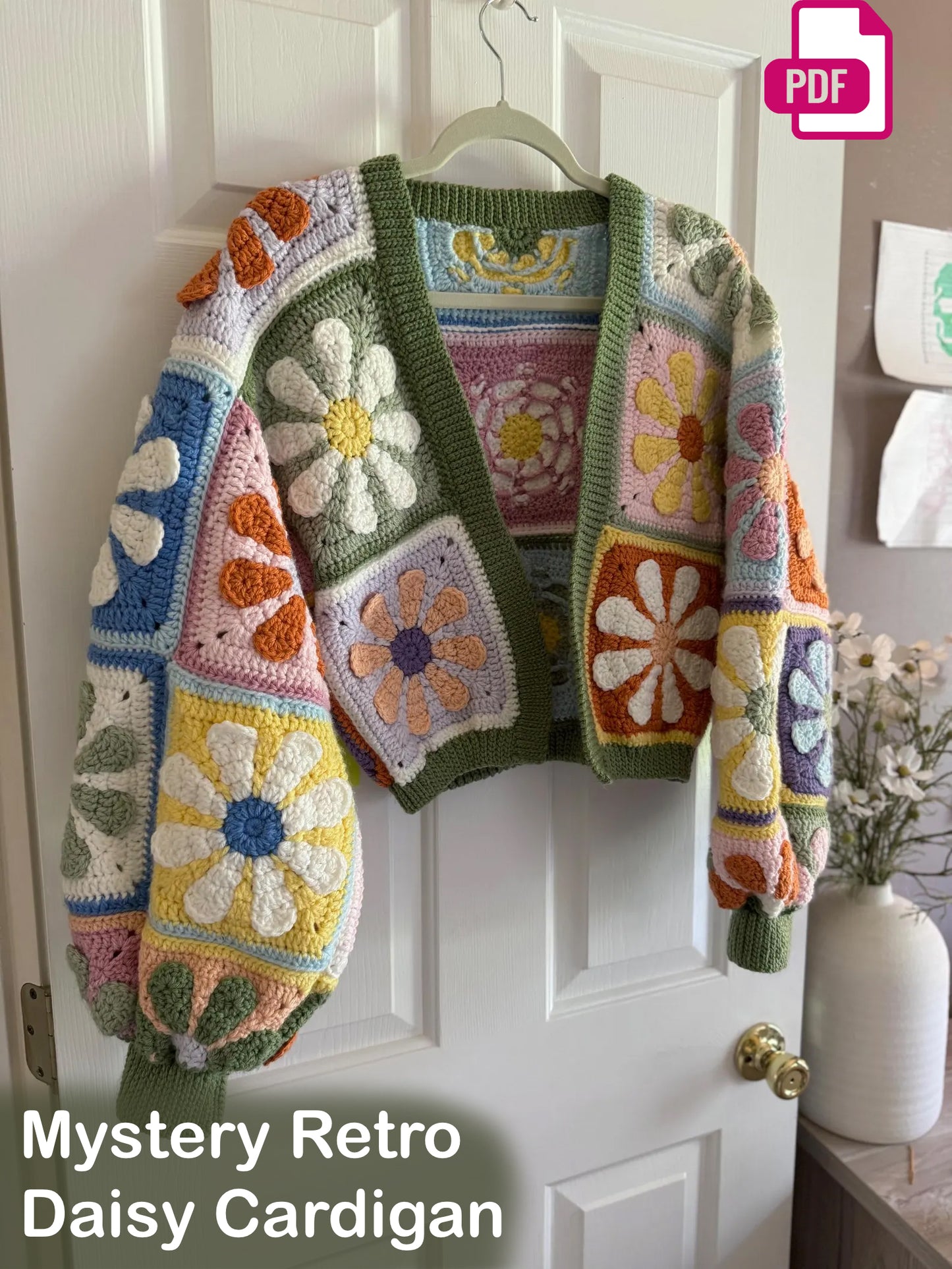Daisy Sweater Mystery Retro Daisy Cardigan Crochet Pattern PDF