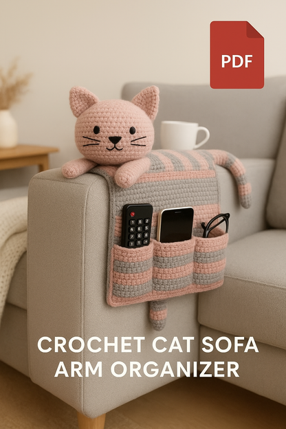 Crochet Cat Sofa Arm Organizer Pattern Couch Caddy PDF - My Crafty