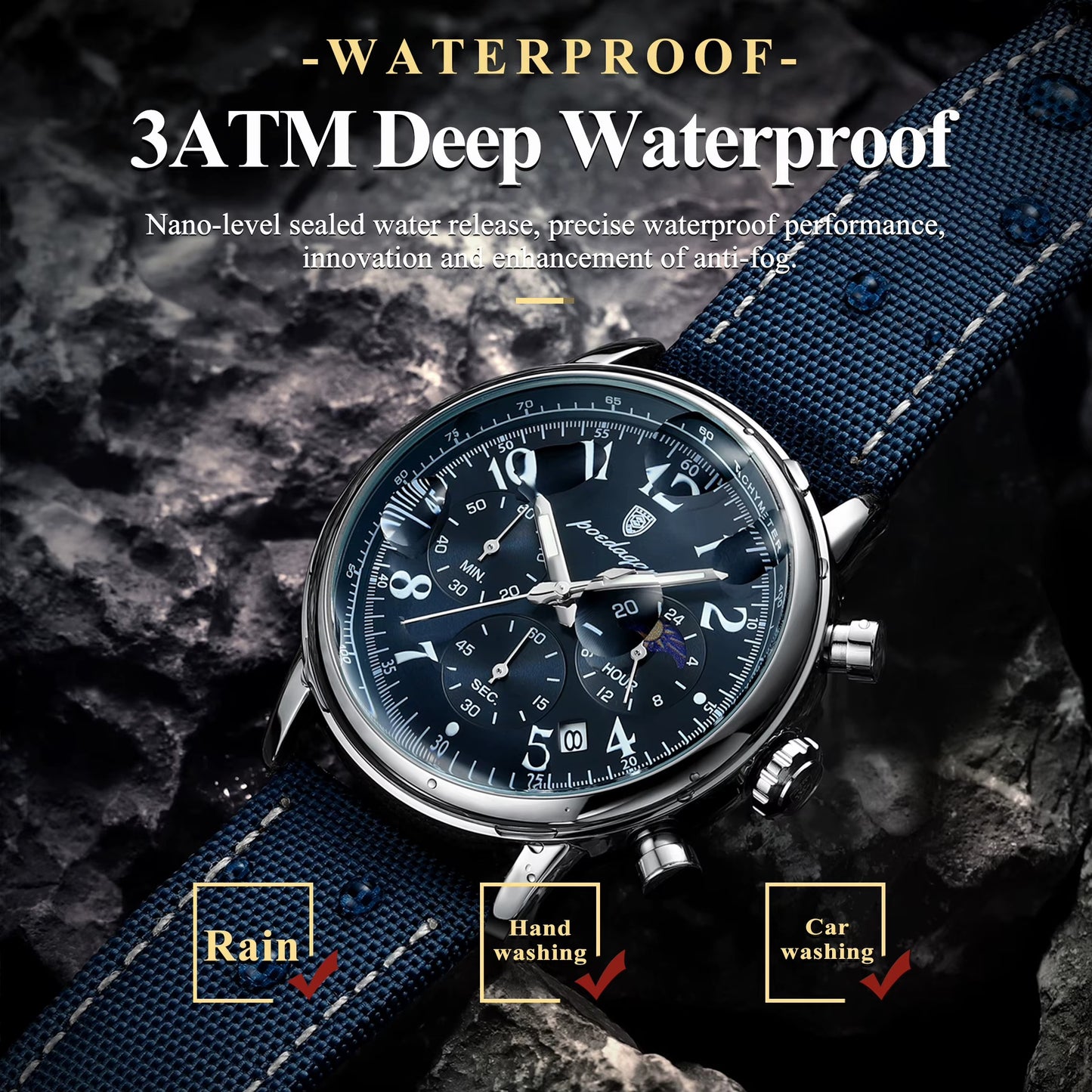 Luxury Fashion Men Quartz Watch Waterproof Wristwatch