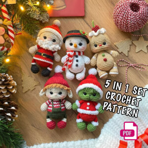 5-in-1 Set Crochet Pattern Toys Christmas Tree Decorations - My Crafty
